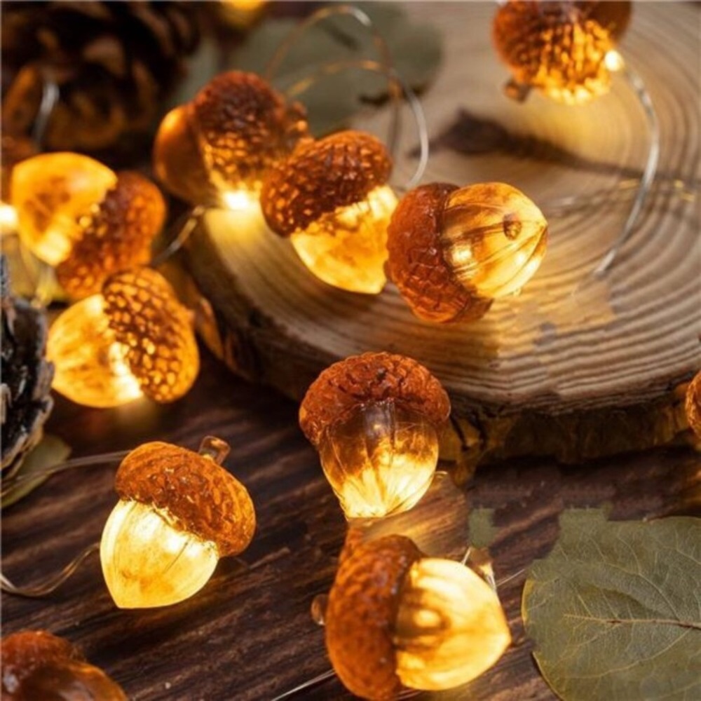 3D Acorn Fall Decorations String Lights, 10 feet 30 LEDs 8 Twinkle Modes